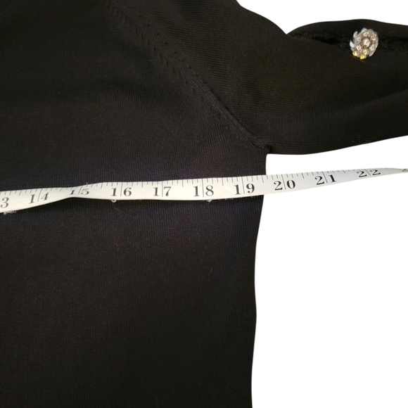 Michael Simon Silk Black Button Cardigan Sweater Embellished Rhinestone Medium - Picture 9 of 10